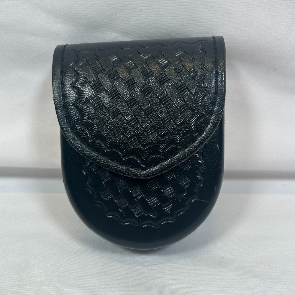 Safariland Leather Handcuff Covered Case Single Police Black Basket Belt Snap